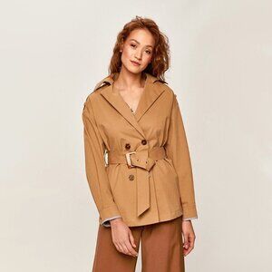 NWT Scotch & Soda camel tan brown belted trench coat, XL